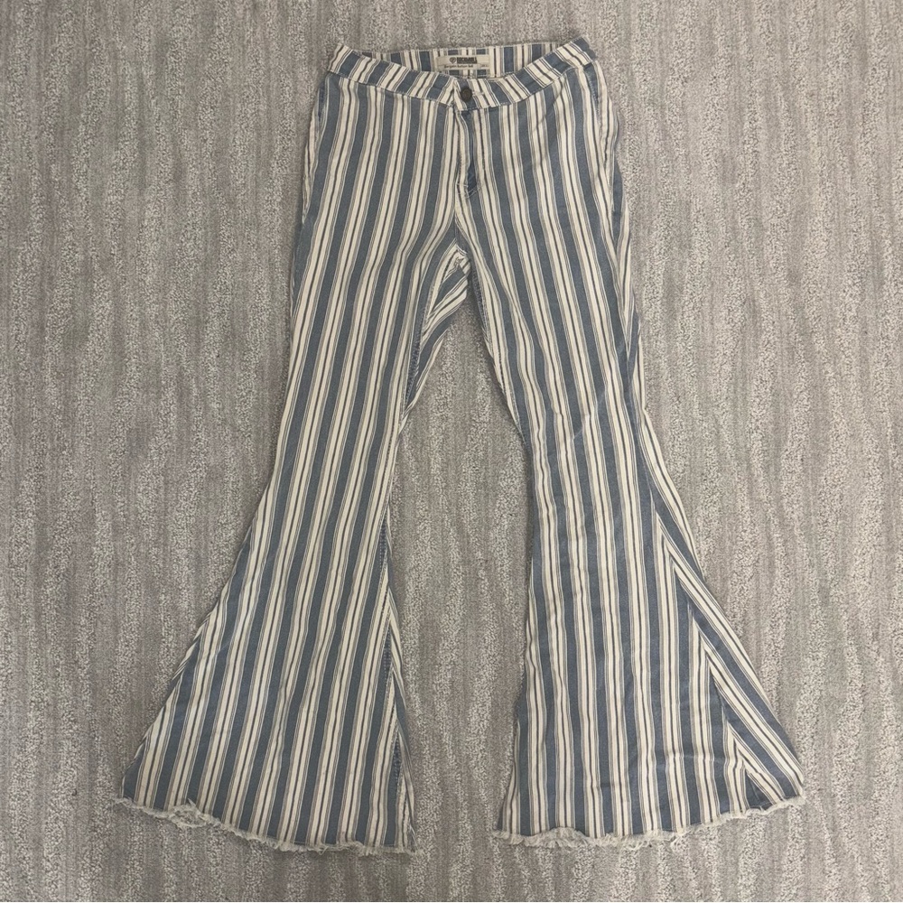 Rock & Roll Denim Bargain Button Bell Striped Jeans Western Boho Women’s 28x32